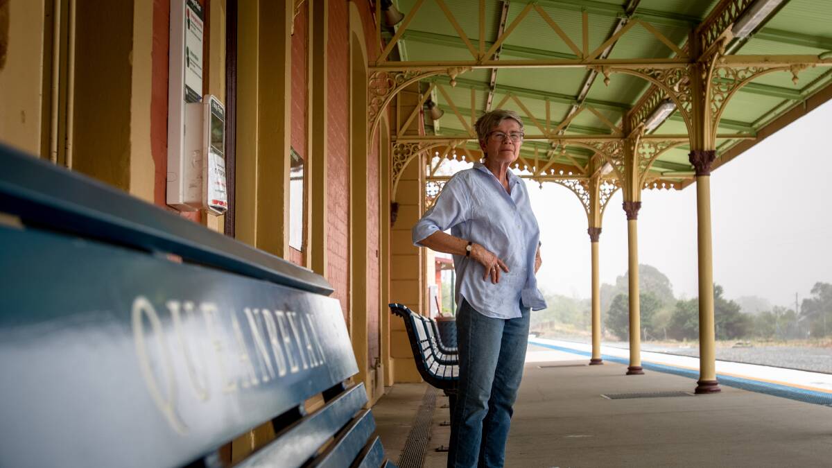 Liz Carlsund from Anembo at the Queanbeyan train station waiting for her daughter's train to arrive from Sydney. Picture: Elesa Kurtz