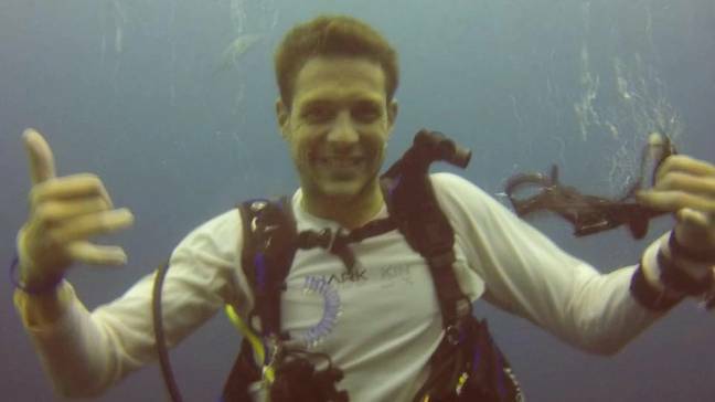 DOING WHAT HE LOVED: A photo of Simon Nellist that the diver had posted on Facebook.