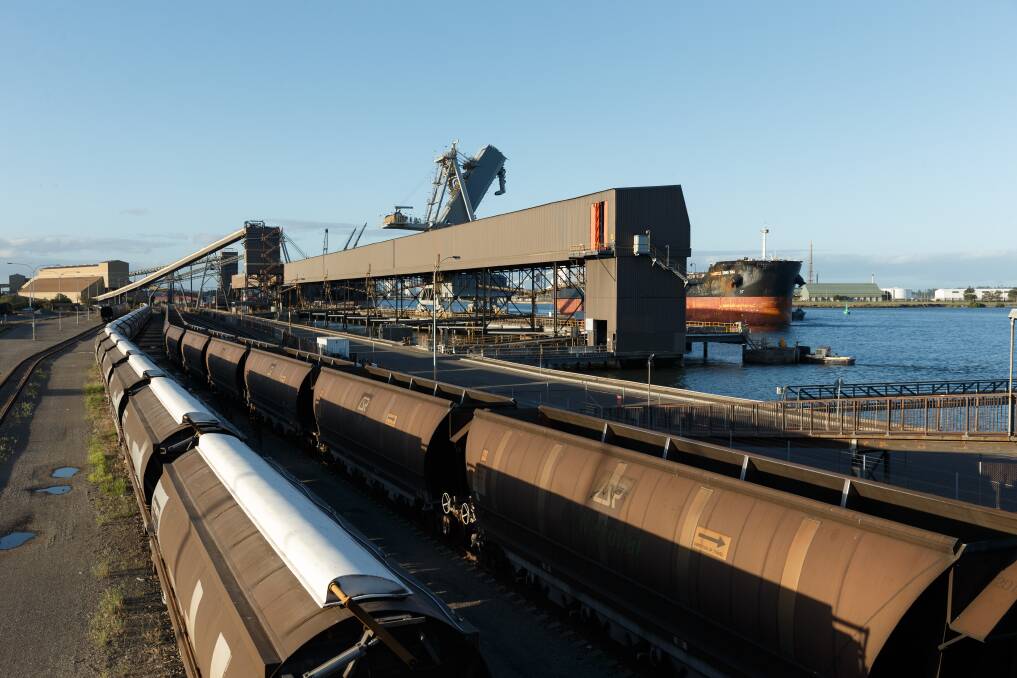 Coal is hauled by rail to the Port of Newcastle and into one of the port's three coal loaders. Picture: Max Mason Hubers