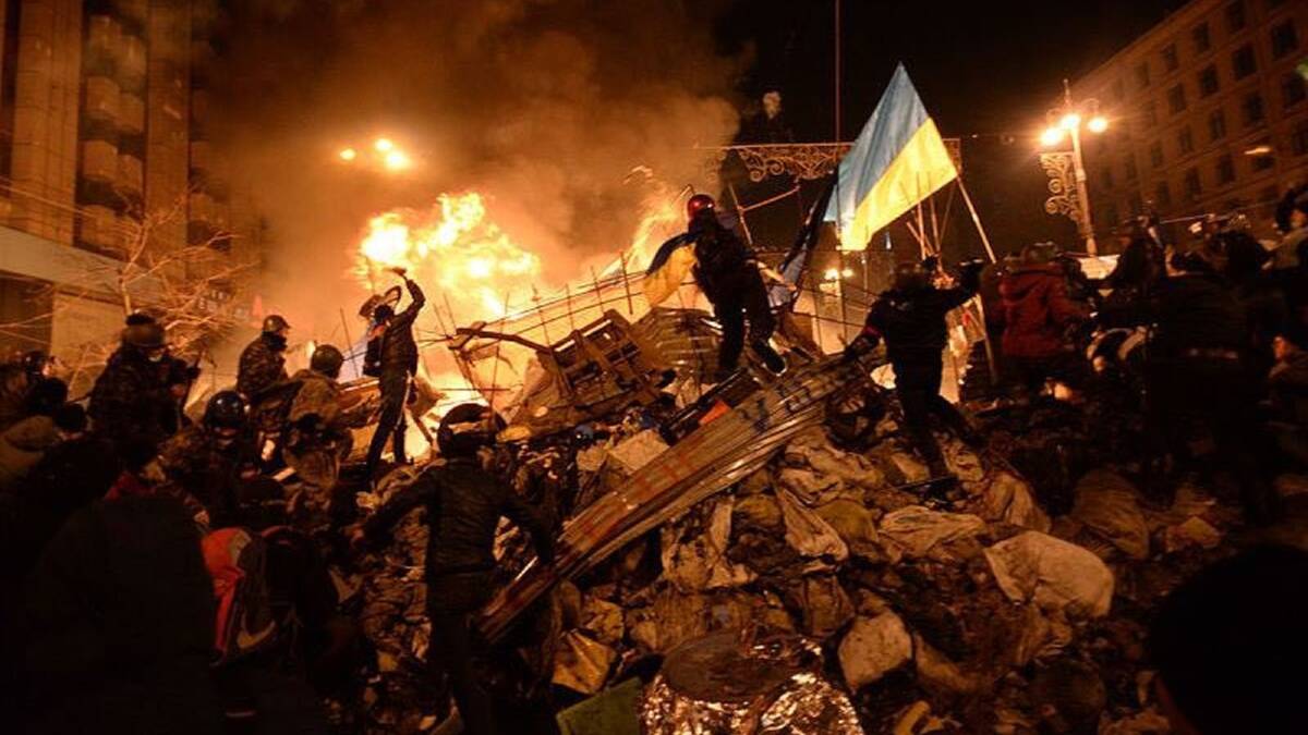 PROVOCATION, THEY SAY: Ukrainian celebration during Donbass conflict. Picture: Pro-Russian Twitter account