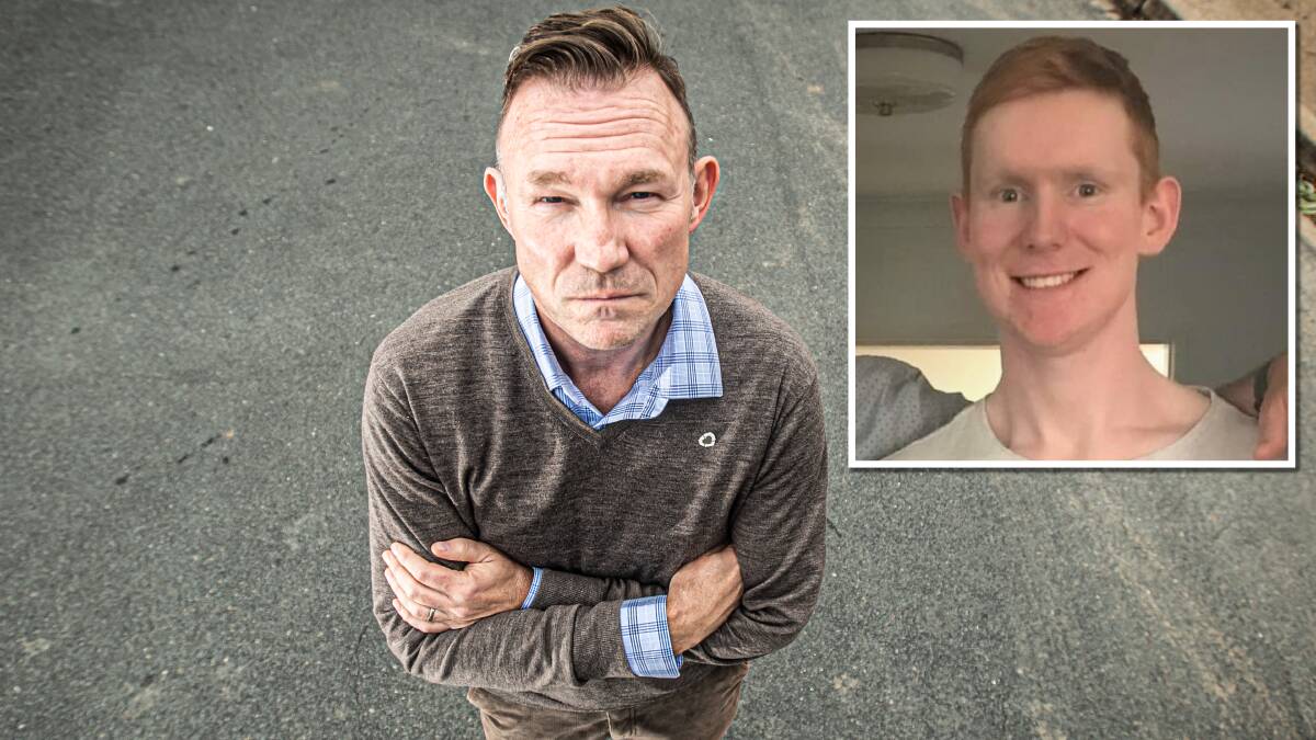 Tom McLuckie, who gave evidence at the inquiry into dangerous driving, and, inset, 20-year-old Matthew McLuckie, who was killed by a driver in a stolen car driving on the wrong side of Hindmarsh Drive in May. Pictures by Karleen Minney, supplied