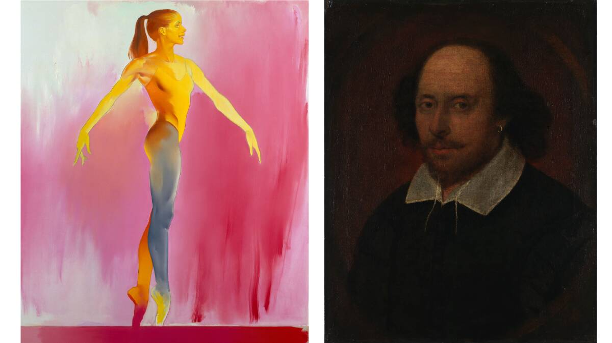 Darcey Bussell, 1994 by Allen Jones, left, and William Shakespeare, c. 1600-1610 by John Taylor