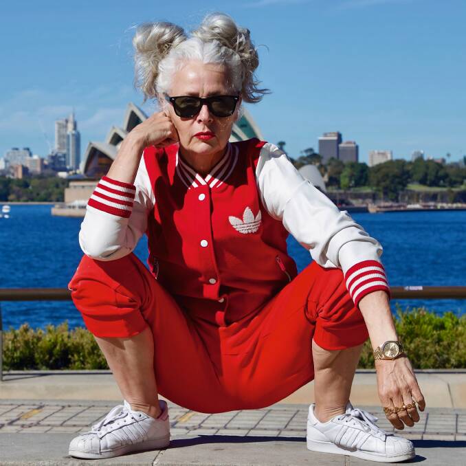 Ari Seth Cohen, founder of the Advanced Style blog, posted this photograph of Adams in her favourite red Adidas jacket on Instagram in August 2014. For reasons she still doesn't understand it went viral. Picture: Supplied