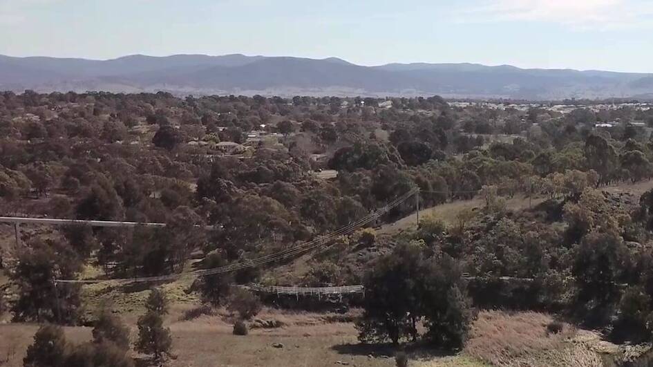 Photo taken by a drone of the probable location of Hoddle's Ginninginderry [i.e. Ginninderra] Plains, New South Wales at present-day Umbagong District Park in Latham. Picture: Steve Skitmore)