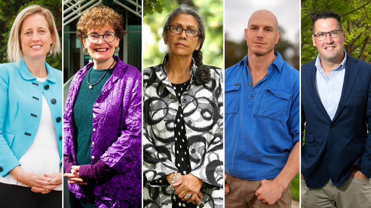 Katy Gallagher, Kim Rubenstein, Tjanara Goreng Goreng, David Pocock and Zed Seselja are battling for two spots in the ACT Senate. Picture: ACM