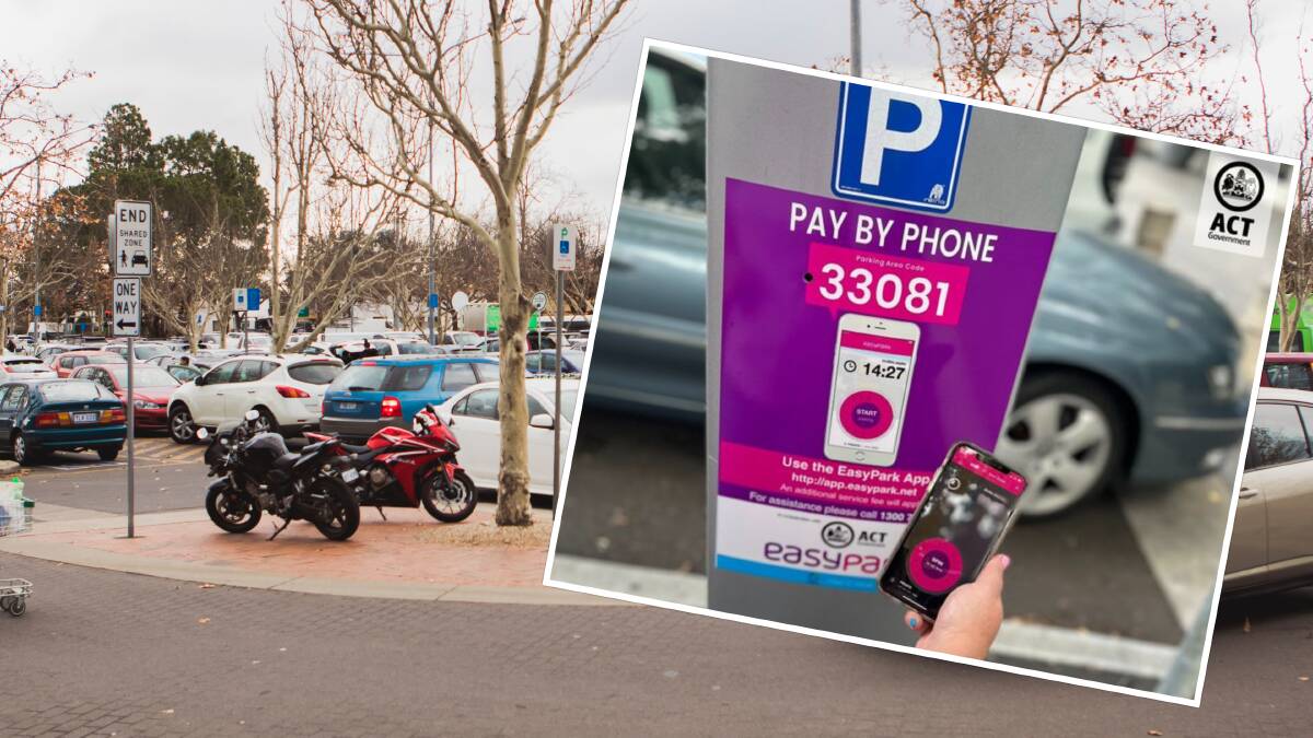 A new pay parking app in ACT government car parks will come into use from Thursday. Pictures: Jamila Toderas/Facebook-ACT government