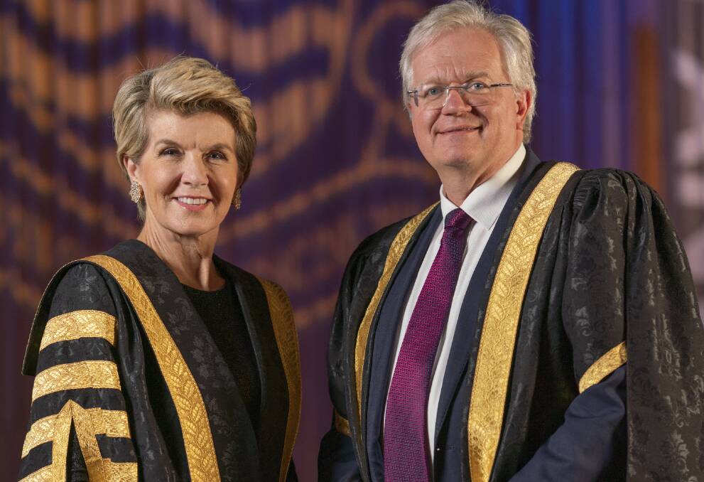 Australian National University chancellor Julie Bishop and vice-chancellor Brian Schmidt. Picture: Supplied