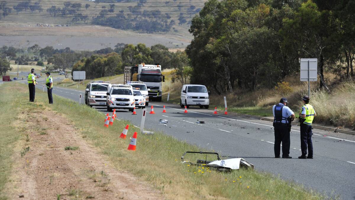 A man was cut free after a truck crash on the Monaro Highway in 2012. Picture: Jay Cronan