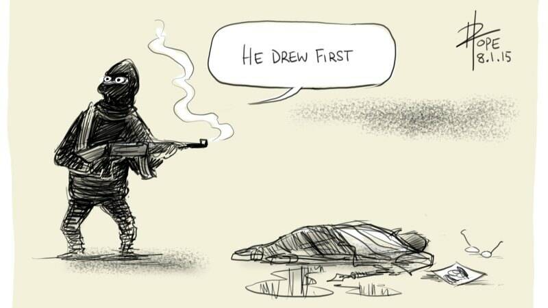 He drew first. Illustration: David Pope