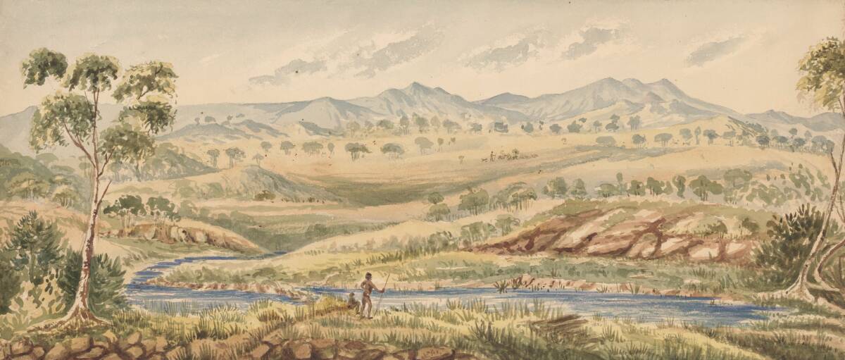 Surveyor Robert Hoddle's circa 1832 watercolour titled Ginninginderry [i.e. Ginninderra] Plains, New South Wales. Picture: nla.gov.au/nla.obj-137038759