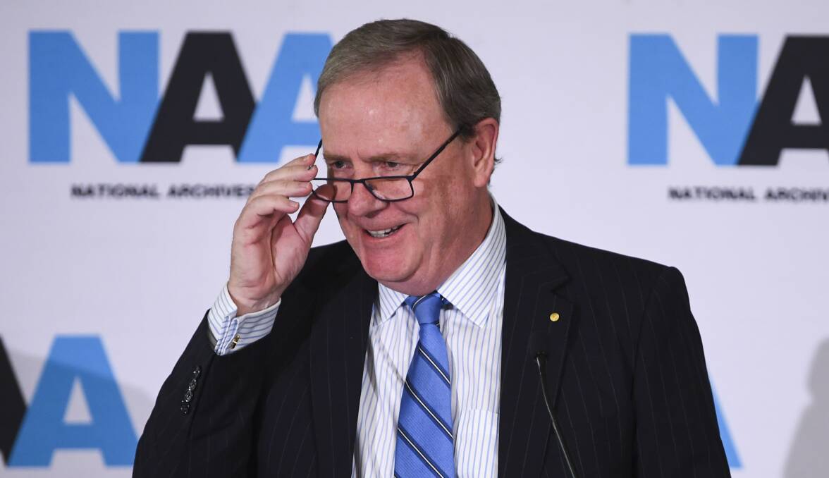 Former treasurer Peter Costello at the National Archives. Picture: AAP