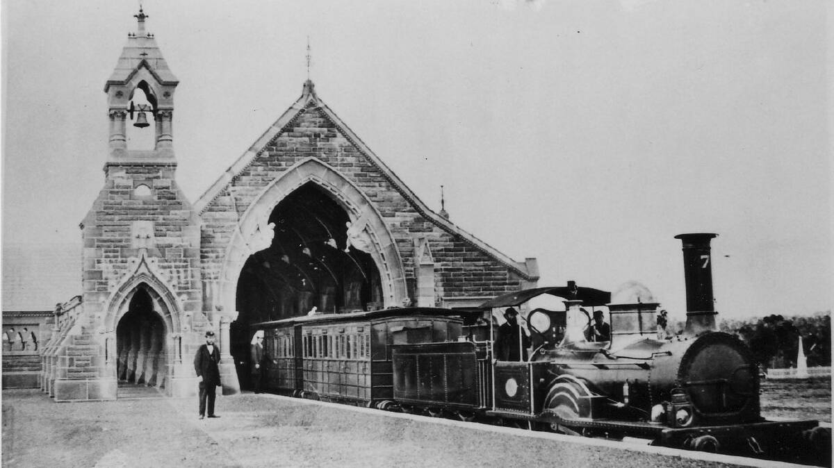 The Rookwood Cemetery Railway Station circa 1885 - over 70 years prior to it being moved and reconstructed as the All Saints Anglican Church in Ainslie. Picture: State Rail Authority of New South Wales Archives