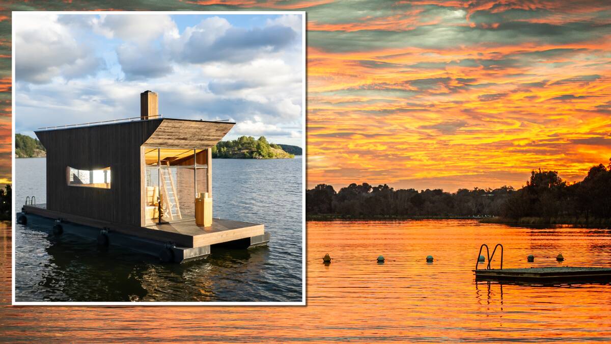 The NCA is looking to put a floating sauna, similar to this one, on Lake Burley Griffin. Pictures by AAP, Karleen Minney