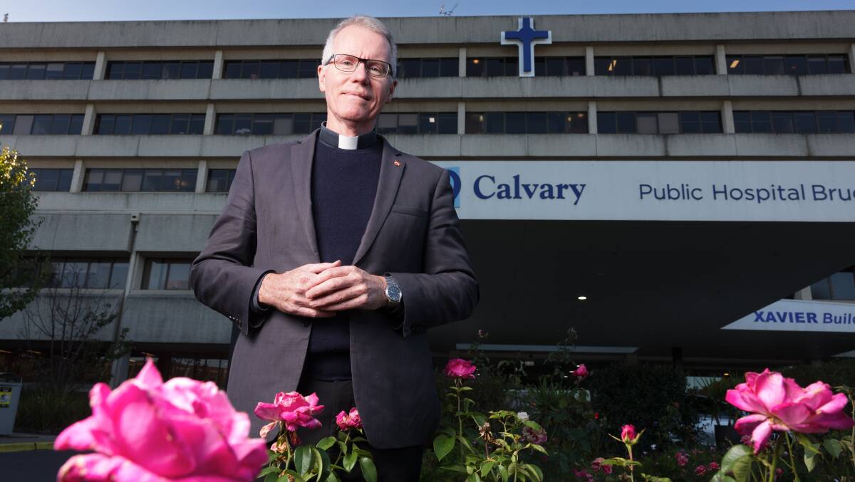 Father Tony Percy is launching a campaign to prevent the ACT government's takeover of Calvary Public Hospital Bruce. Picture by Sitthixay Ditthavong