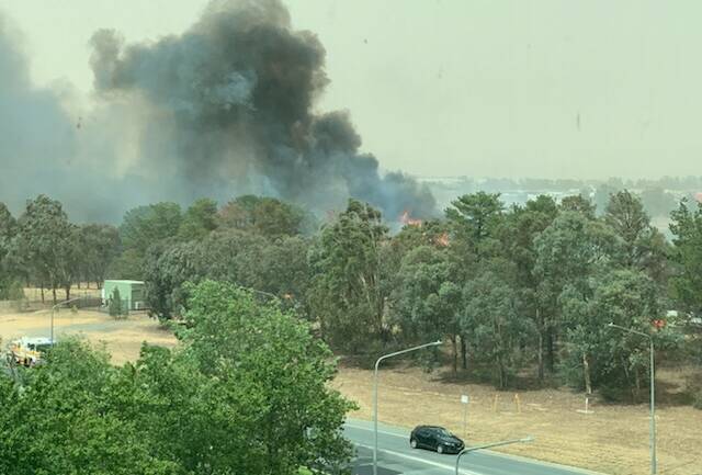 The fire is burning near Pialligo Avenue. Picture: Anthony Ryan