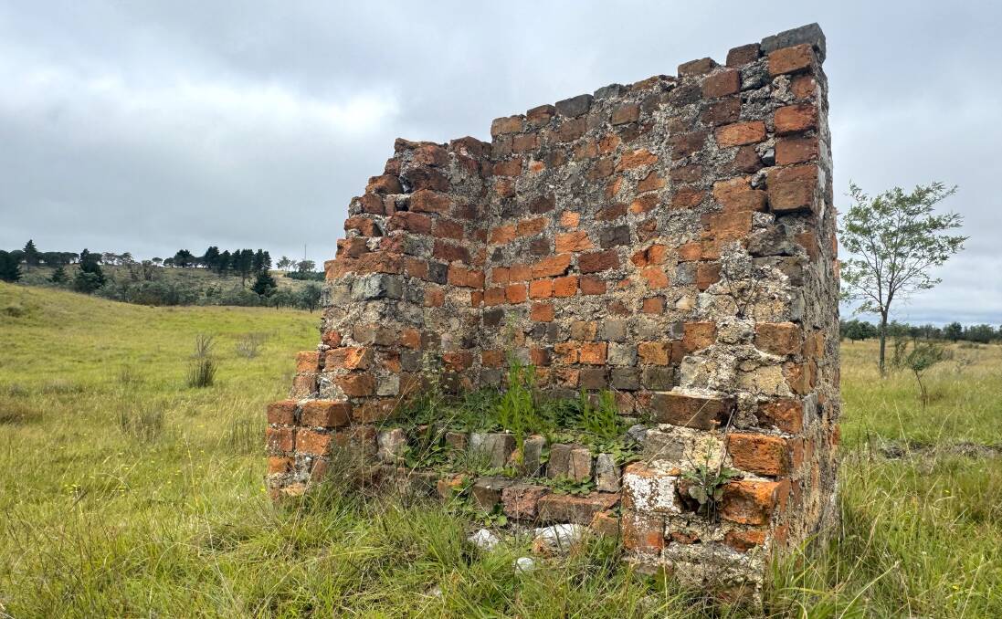 This chimney, and scattered stones and bricks is all that survives from an old building, possibly the home of the limeburner, adjacent to the limekiln at Millpost. Picture by Tim the Yowie Man