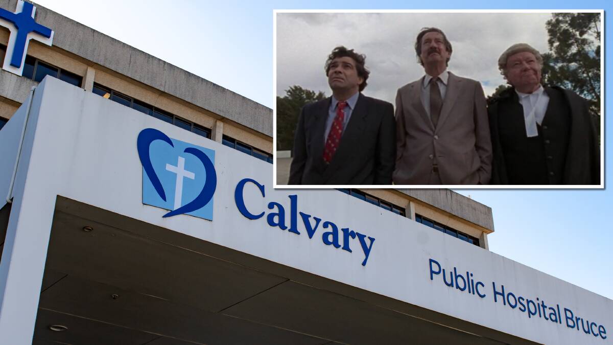 Calvary Public Hospital, which the ACT government says it will compulsorily acquire. Picture by Elesa Kurtz. Inset, screenshot from 'The Castle'