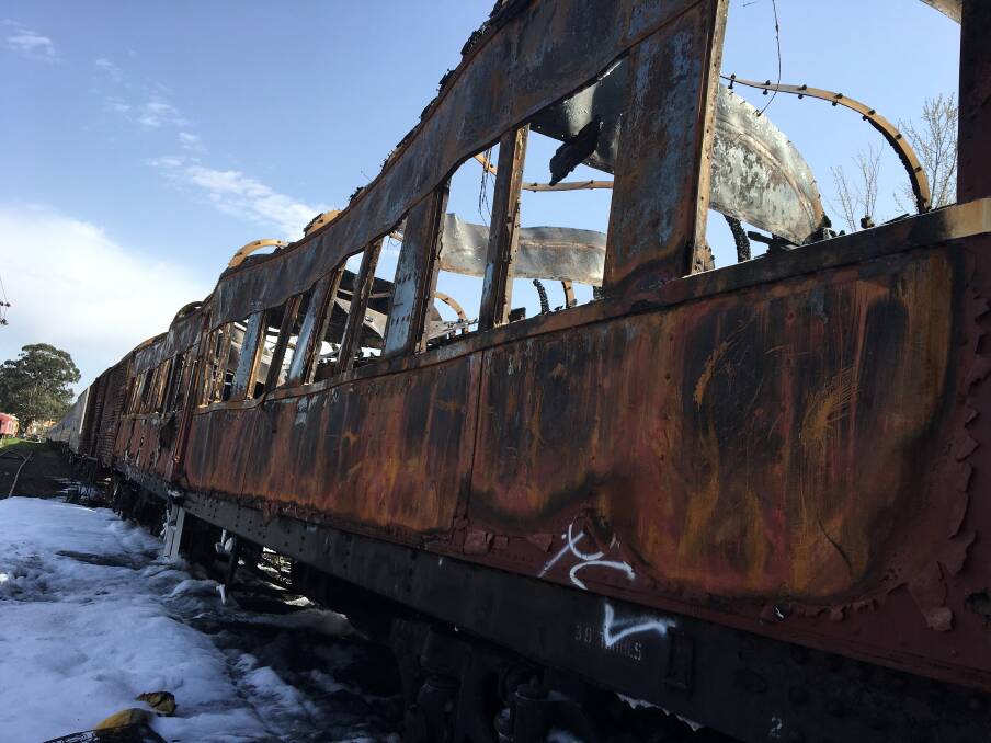 A 1930s carriage was gutted by the blaze, which is believed to have been deliberately lit. Picture: Sherryn Groch