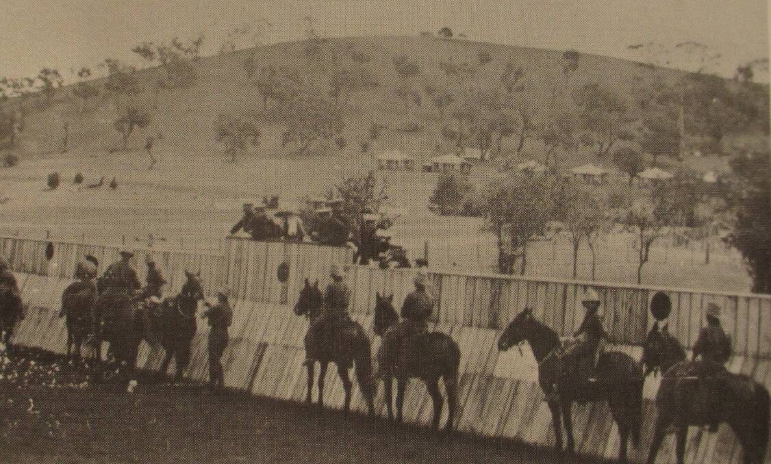 The Duntroon Riding School in 1913, Mt Pleasant in the background. Picture: RMC Archives