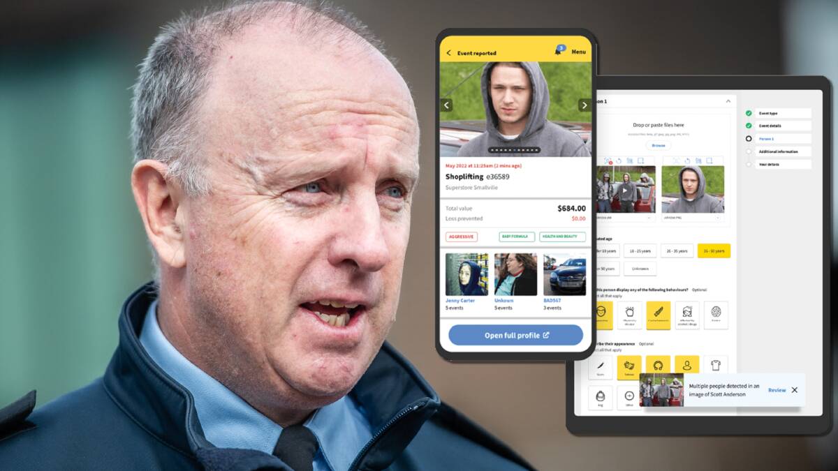 ACT Policing Chief Police Officer Neil Gaughan and a screenshot of the Auror system. Pictures by Karleen Minney, supplied