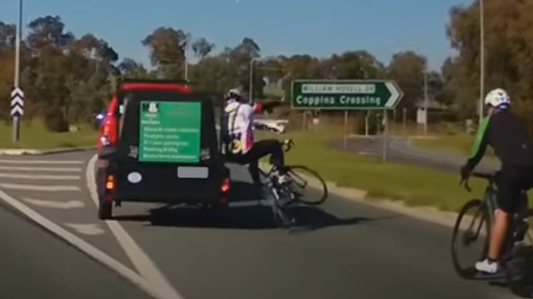 A cyclist was hit by a car on William Hovell Drive on October 3. Picture: Screenshot
