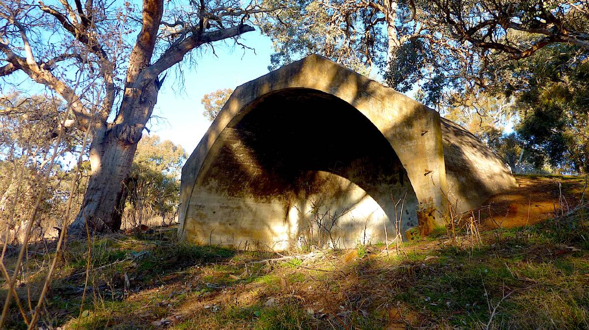 One of the Pialligo concrete bunkers, the origins of which have stumped many passers-by. Picture: Tim the Yowie Man
