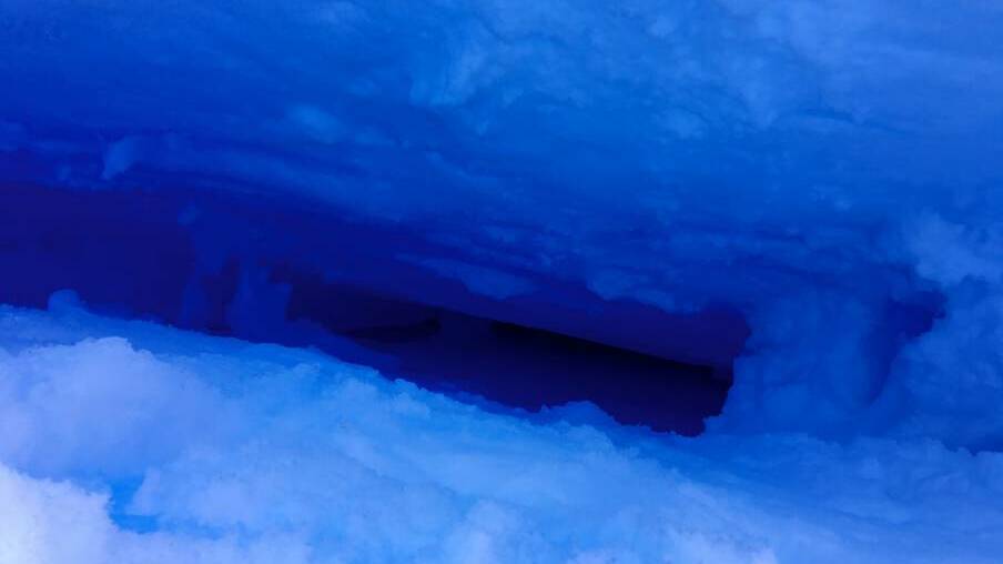 The crevasse into which David Wood fell in Antarctica. Photo: Supplied