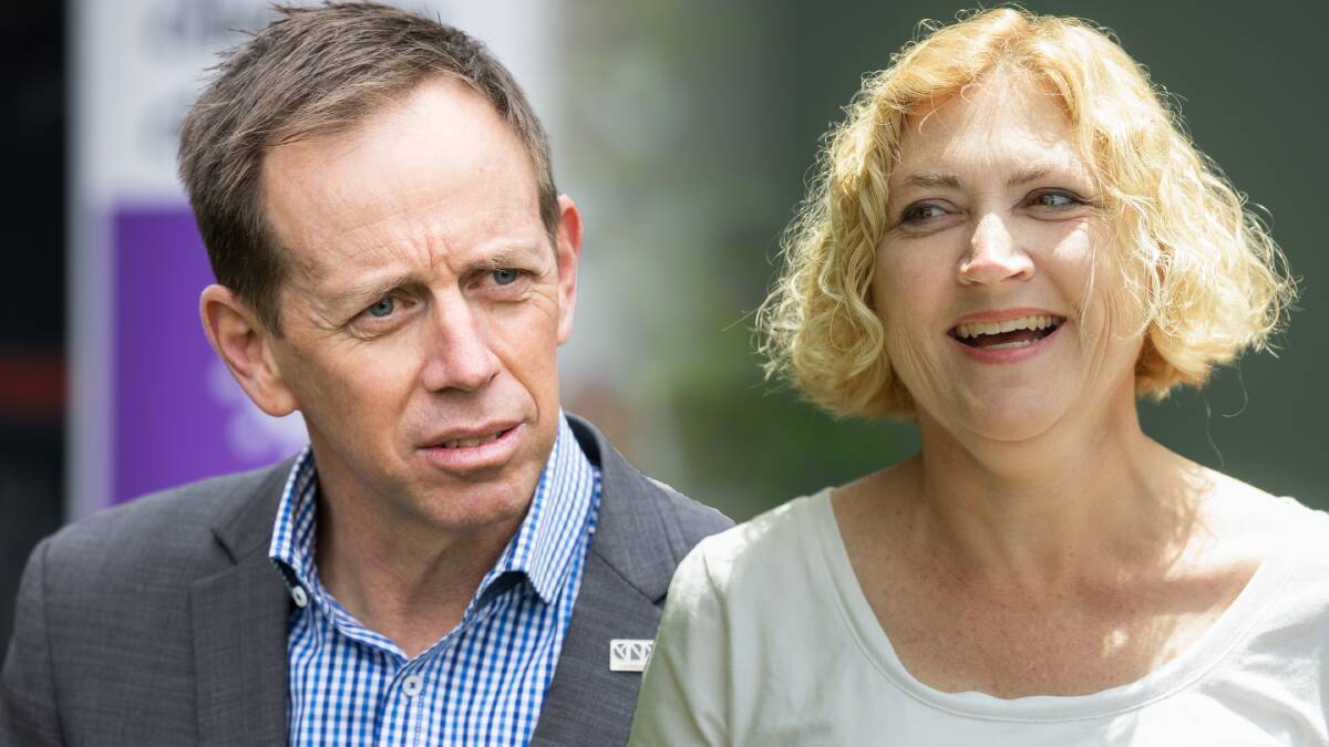 ACT Greens Shane Rattenbury and Emma Davidson. Pictures by Sitthixay Ditthavong