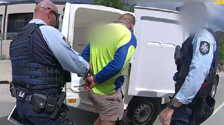 Police arrested a 33-year-old Forde man at a building site in north Canberra. Picture supplied