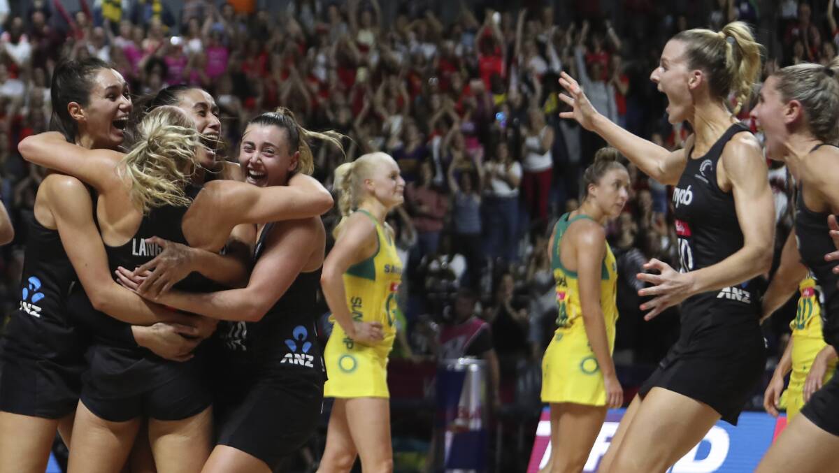 New Zealand's players celebrate after winning the Netball World Cup final match between Australia. Picture: AP