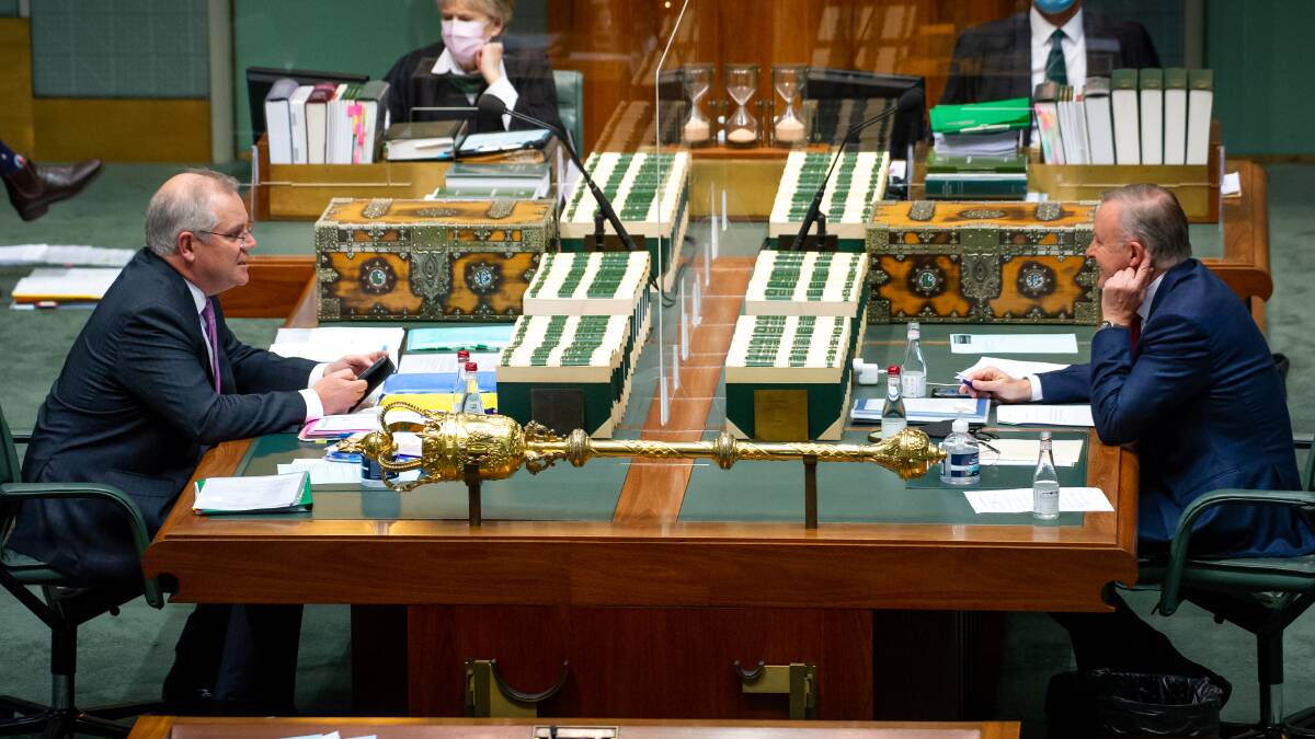 Prime Minister Scott Morrison and Opposition Leader Anthony Albanese. Picture: Elesa Kurtz