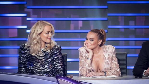 Jackie "O" Henderson and Lindsay Lohan on the judging panel. Picture: Network 10