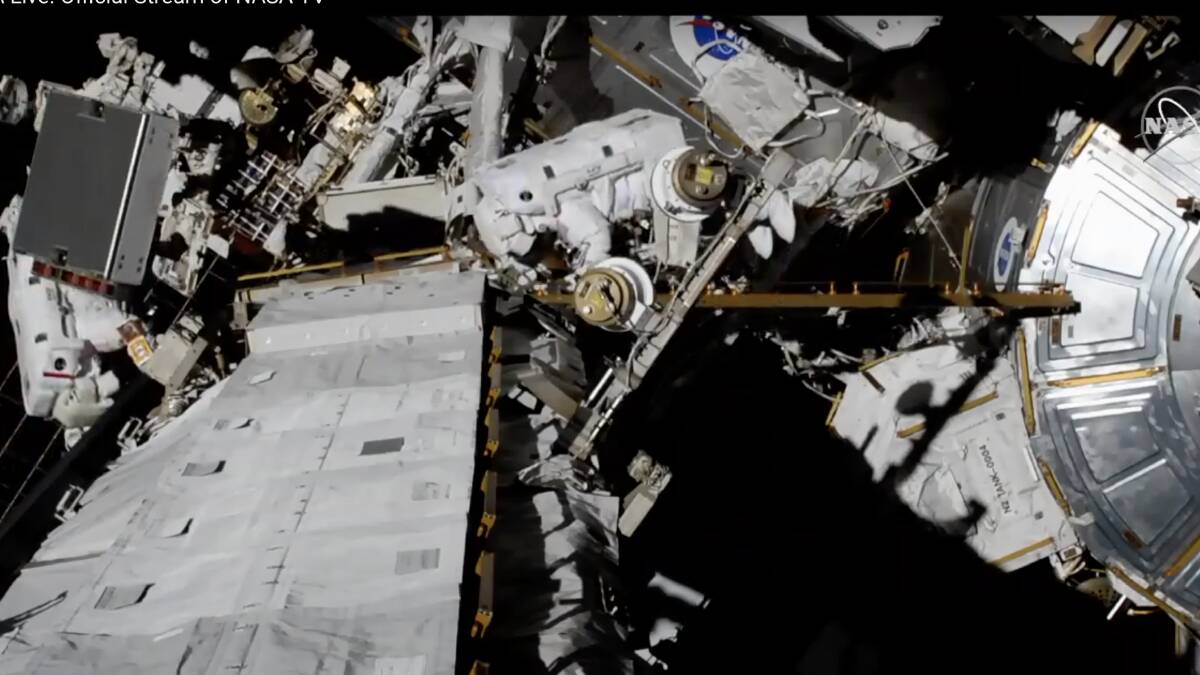 NASA astronauts Christina Koch and Jessica Meir conduct the first all-women spacewalk. Picture: NASA