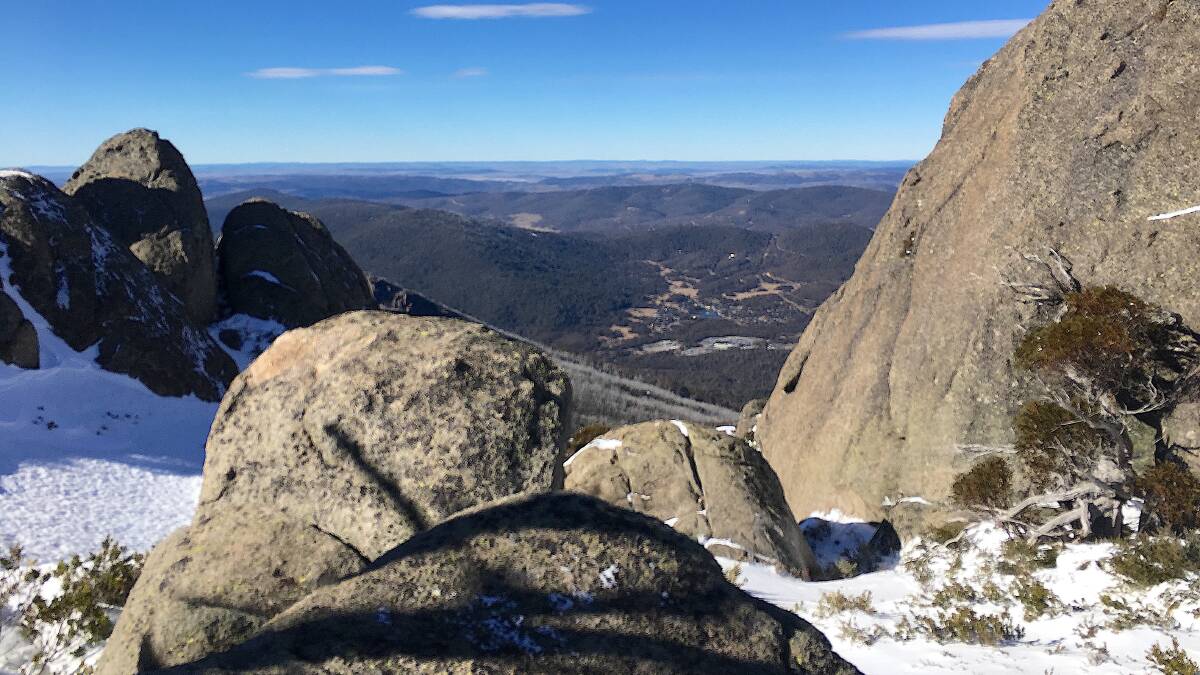 The view from Porcupine rocks over Lake Crackenback, Jindabyne and the Monaro Plains. Picture: Tim the Yowie Man