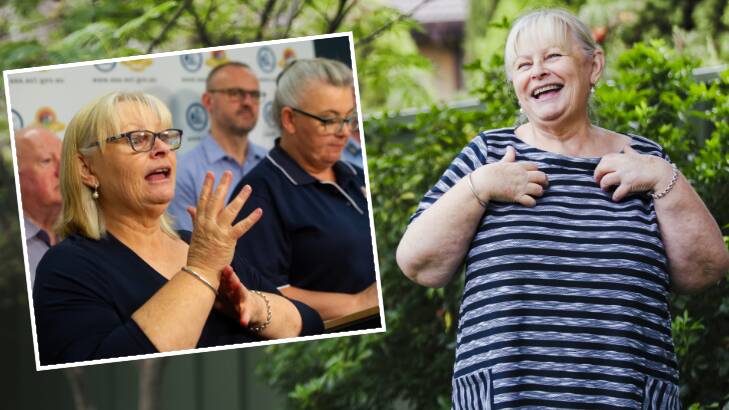 Amanda Dolejsi is Canberra's only fully accredited Australian Sign Language (Auslan) interpreter. Pictures: Jamila Toderas (main) and Elesa Kurtz (inset)