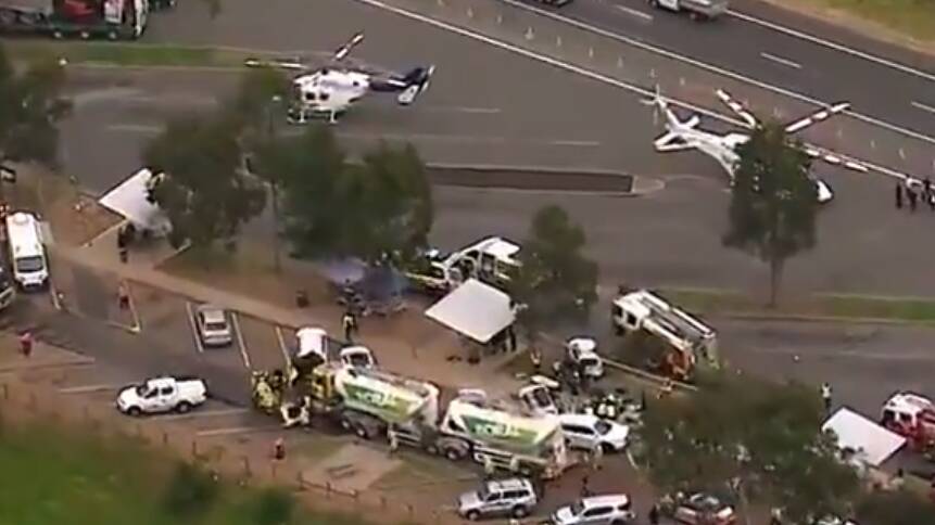 The crash scene. Picture: Nine News screengrab