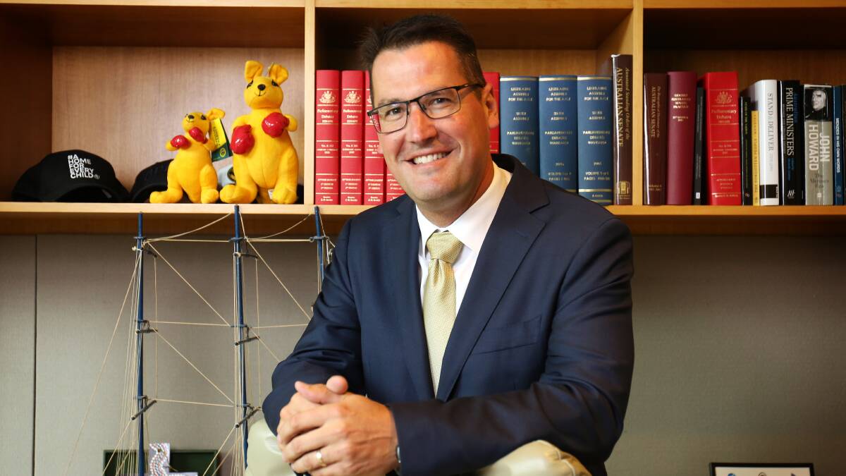 Senator Zed Seselja in his Parliament House office before the election. Picture: James Croucher