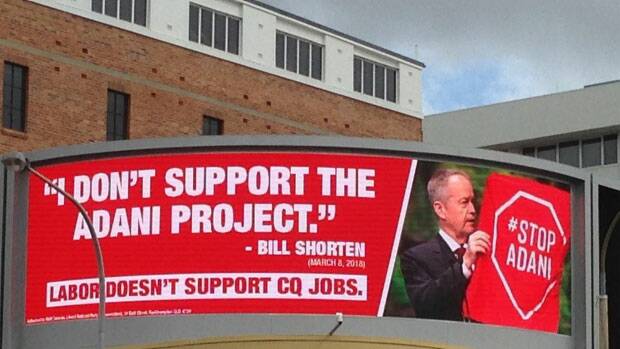 Coalition billboard in Rockhampton showing Bill Shorten in an image some say is misleading.