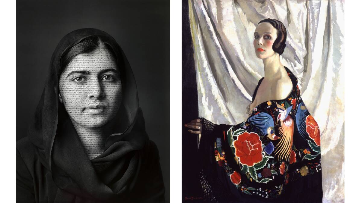 Malala Yousafzai, 2018 by Shirin Neshat, left, and Self portrait, exhibited 1929 by Doris Zinkeisen