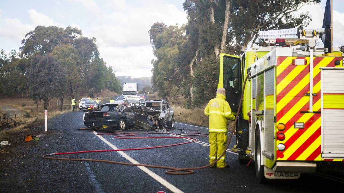 The scene of the crash on Sutton Road near the intersection with Wattle Flat Road. Picture: Dion Georgopoulos