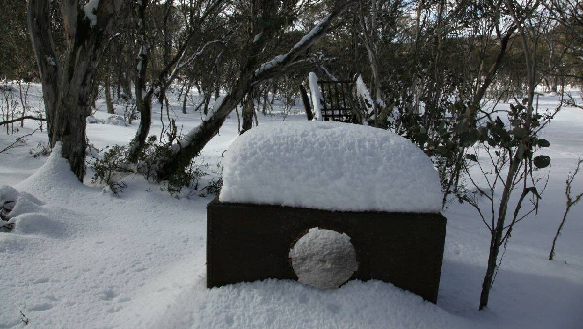 Stamper battery at the ruins of Reeds Gold mine, near Kiandra after last week's snowfall. Picture: Peter Meusburger