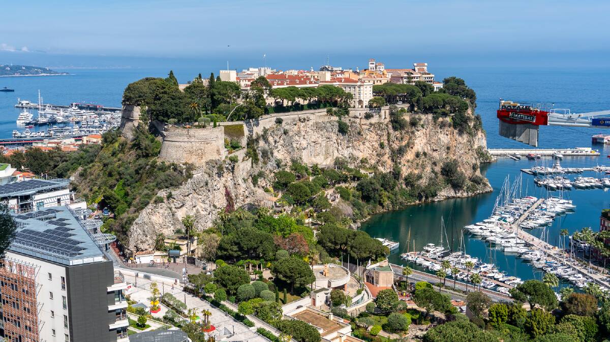 The old town of Monaco, including the Prince's Palace, is set on the top of a fortified hill.