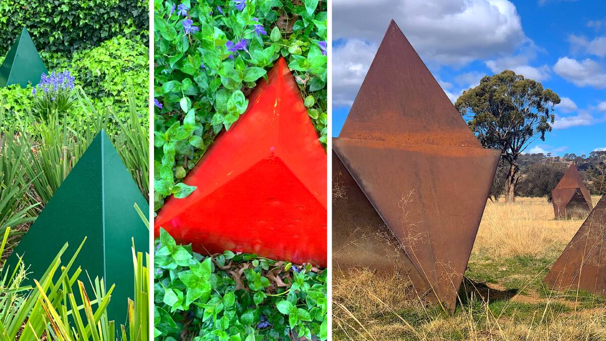 Some of the triangular pyramids in South Canberra and Lanyon. Pictures by Tim the Yowie Man