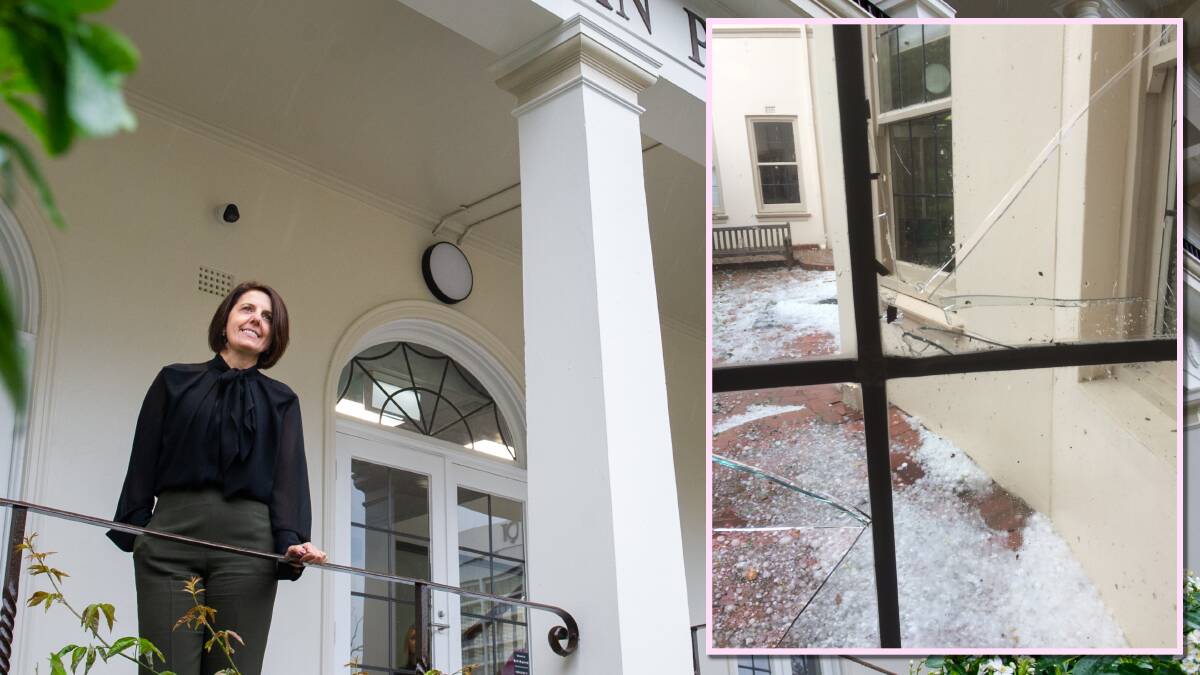 Australian Academy of Science chief executive Anna-Maria Arabia at Ian Potter House which has reopened after 989 days and inset damage on the day of the hail storm. Picture by Elesa Kurtz