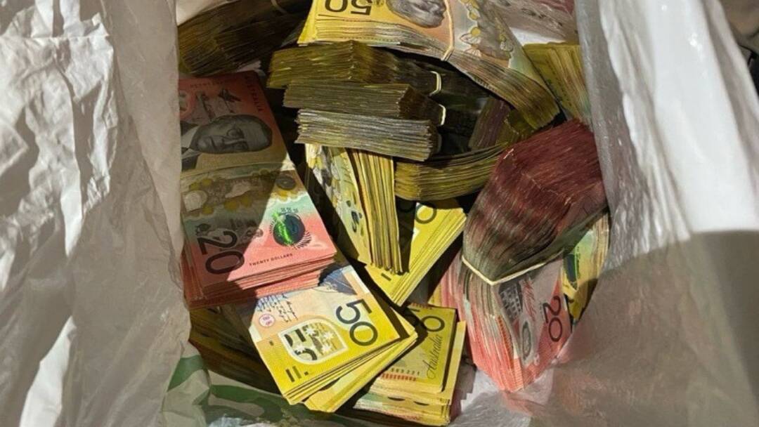 Cash seized by police. Picture ACT Policing