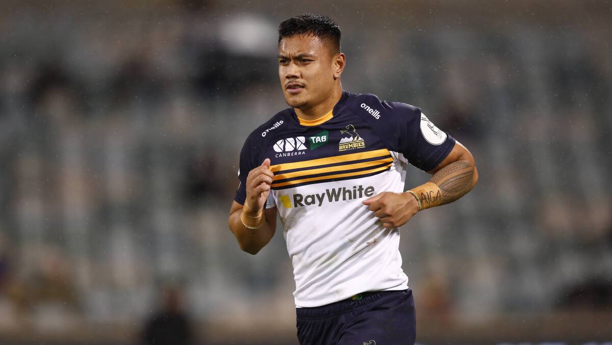 Len Ikitau was shown a red card during the Brumbies' quarter-final win against the Hurricanes on Saturday. Picture: Keegan Carroll