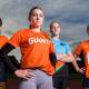 Canberra products Tessa Cattle, Cynthia Hamilton, Teagan Germech, and Ellie Bishop are nominating for the AFLW draft combine next month. Picture: Sitthixay Ditthavong