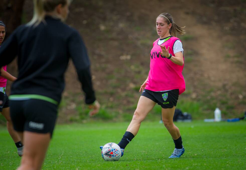 Karly Roestbakken is back in a green jersey for Canberra United after leaving the club in February 2020. Picture: Elesa Kurtz