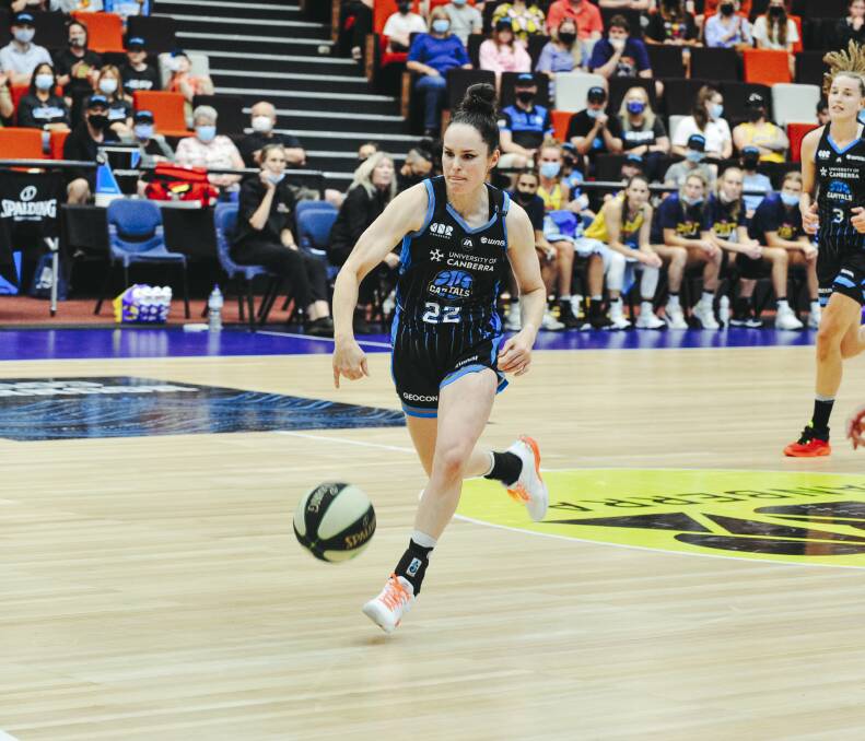 Kelly Wilson gave herself an early birthday present during the Canberra Capitals' 76-52 win over the Townsville Fire on New Year's Eve. Picture: Dion Georgopoulos