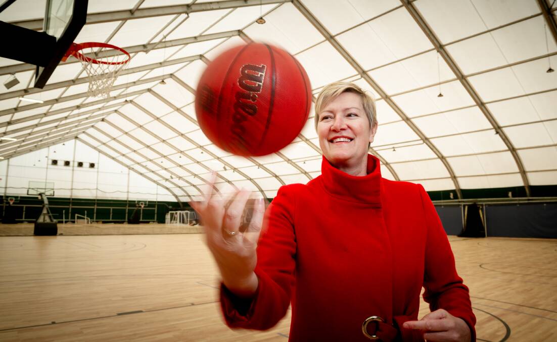 Canberra Capitals great Fiona Hannan is one half behind The Dome's reopening next weekend in Fadden. Picture by Elesa Kurtz